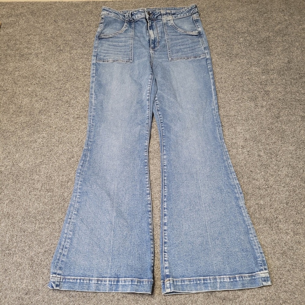 American Eagle Jeans Womens Size 10 Blue Flare Ne(x)t Level Stretch Patch Pocket